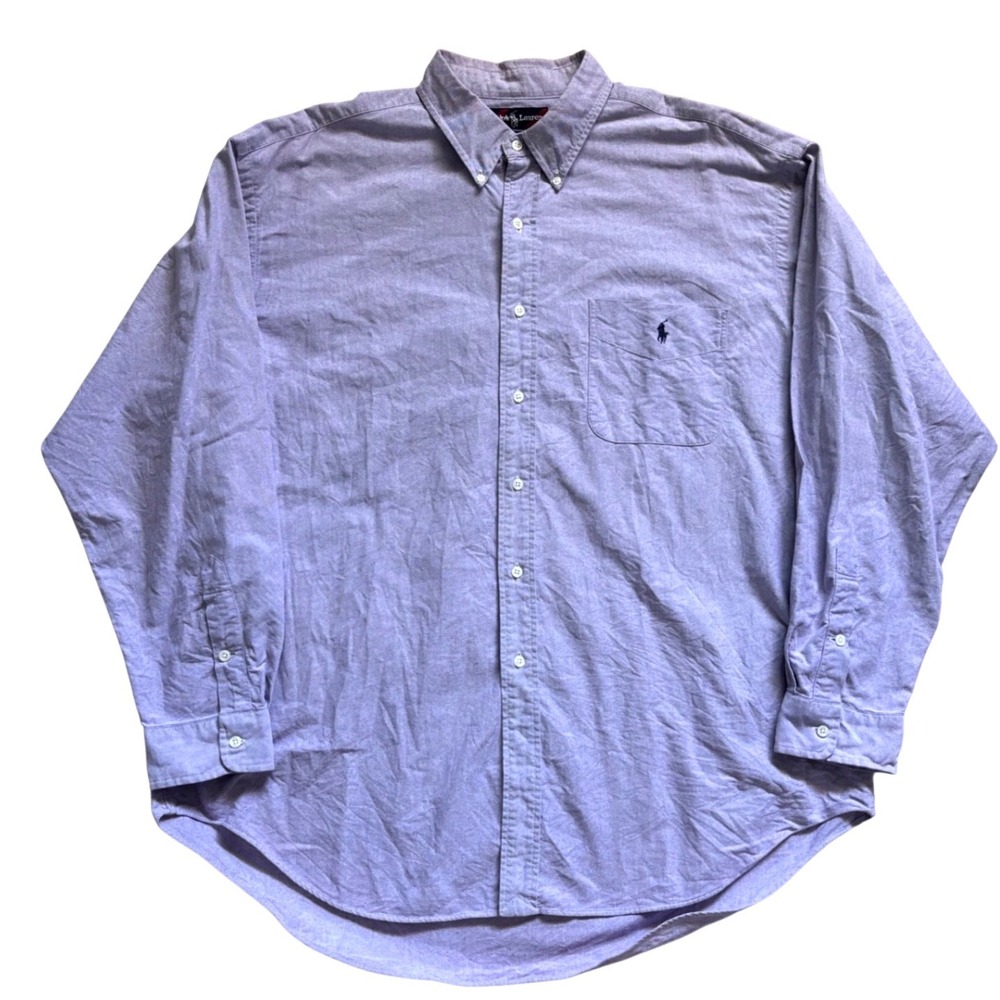 90s Polo Ralph Lauren BIG SHIRT Oxford Button Down Men XL Purple Oversize Cotton